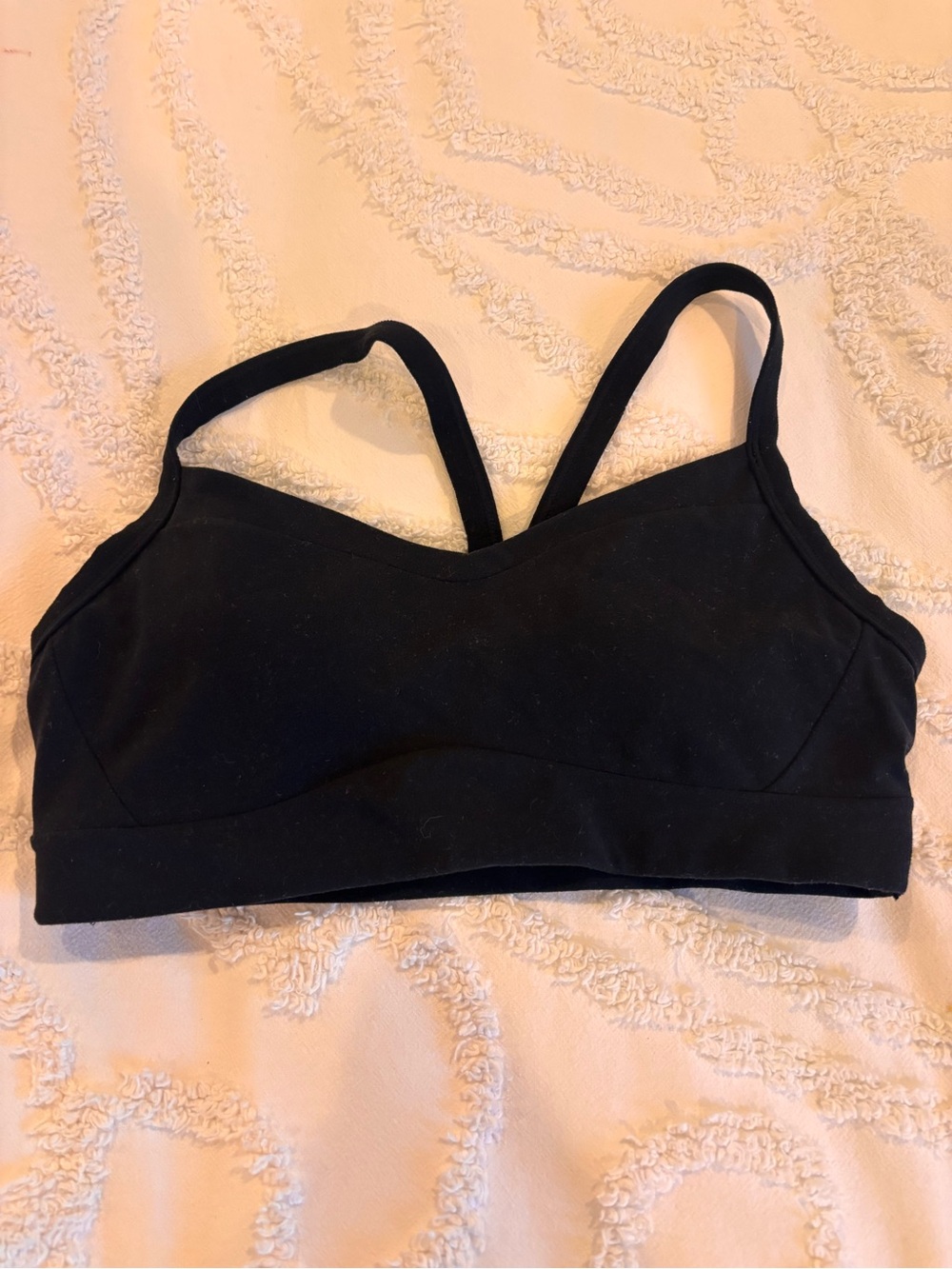 Athleta Black V-Neck Seamless Sports Bra EUC